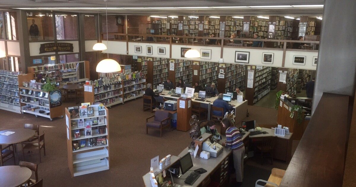 Interior of Brooks Memorial Library during the contest